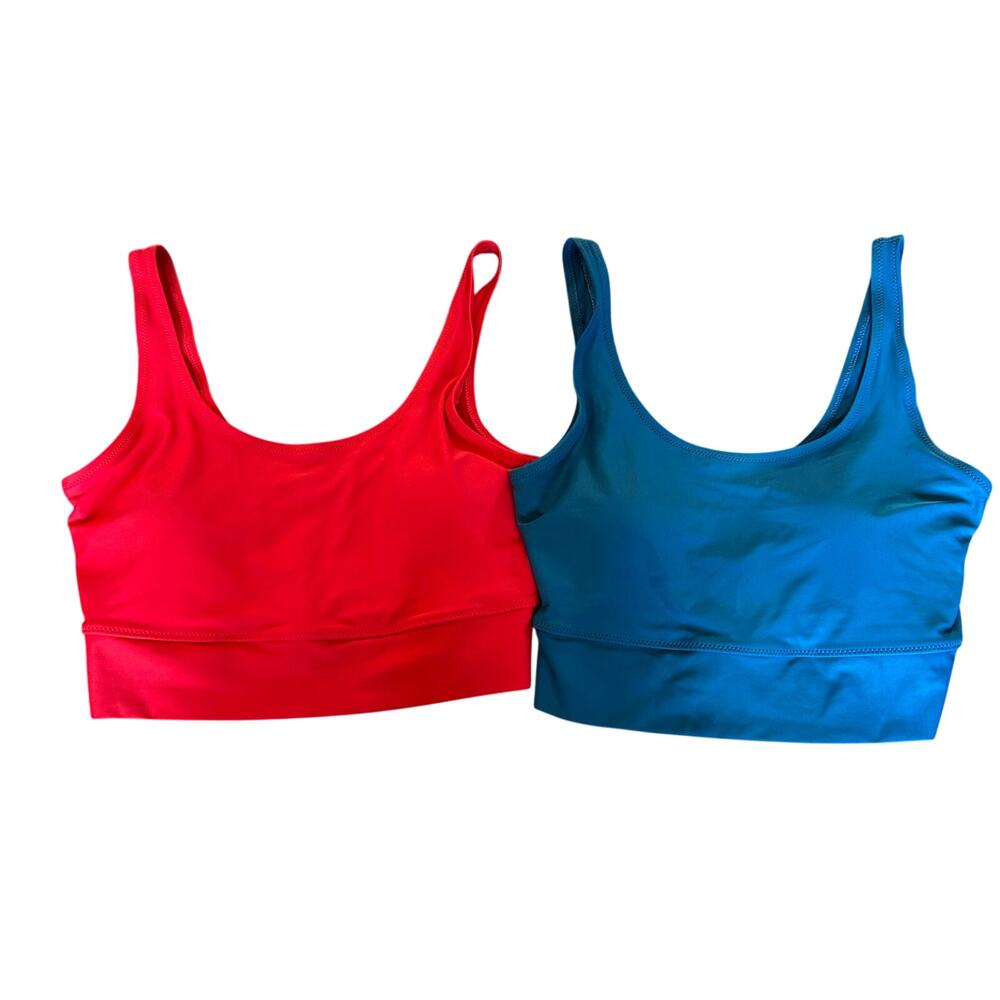 Old Navy Women’s Large Lot of 2 Matte Longline Swim Tops Blue & Red Bikini